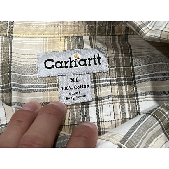 Vintage Carhartt Pearl Snap Button Up Plaid Shirt Size XL - Picture 4 of 6